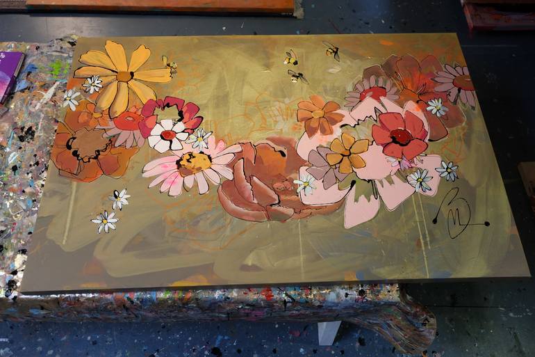 Original Floral Painting by Marieke Bekke