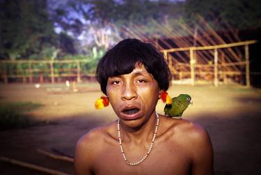 Yanomami Children of Eden: Man with Parrot - Archival Pigment limited edition of 12 museum quality prints thumb