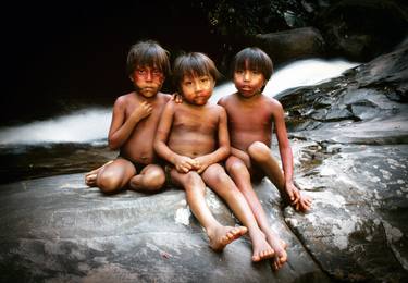 Yanomami Children of Eden: Boys in the Waterfall- Archival Pigment limited edition of 12 museum quality prints thumb