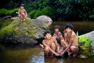 Yanomami Children of Eden: Family in the River - Archival Pigment limited edition of 12 museum quality prints thumb