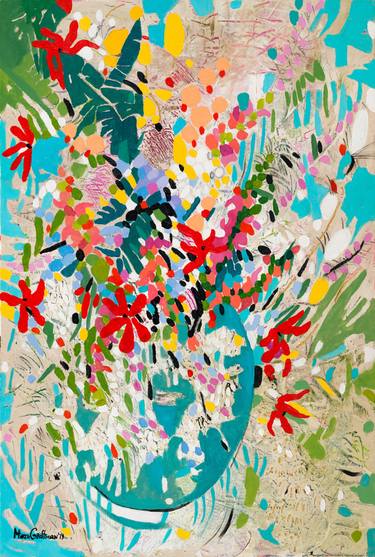 Original Abstract Expressionism Floral Paintings by Mirta Groffman