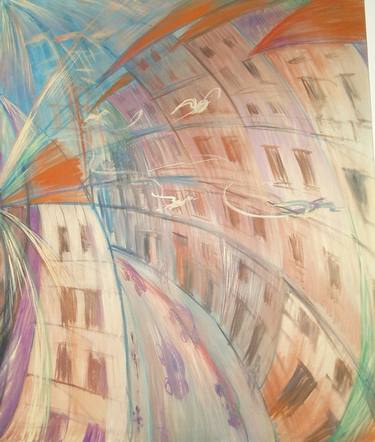 Original Abstract Expressionism Architecture Paintings by Raffaella Curti