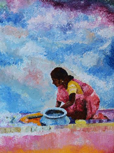 Original Women Painting by Abhishek Kumar