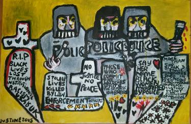 Original Expressionism Political Paintings by Justine Roland-cal