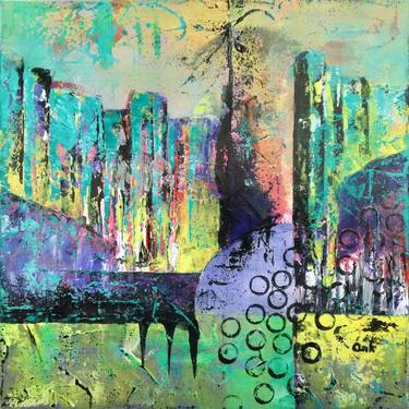 Print of Abstract Cities Paintings by Ank Draijer