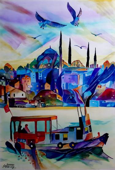 Print of Abstract Expressionism Places Paintings by Mukarram Sousli