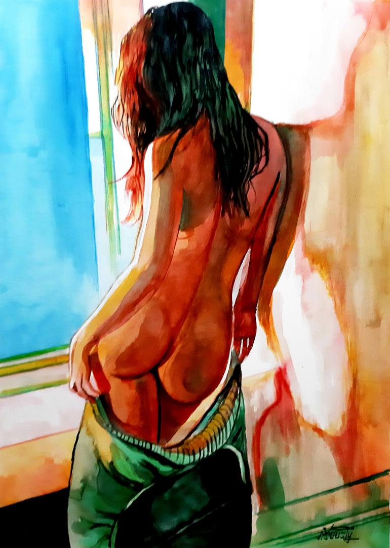 Original Expressionism Nude Painting by Mukarram Sousli