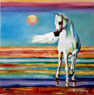 Arabian horse at sunset thumb