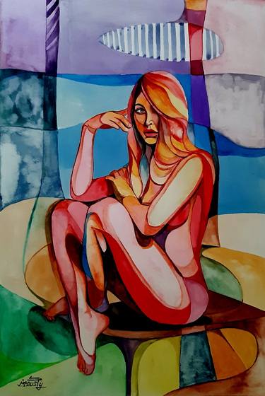 Original Cubism Nude Paintings by Mukarram Sousli