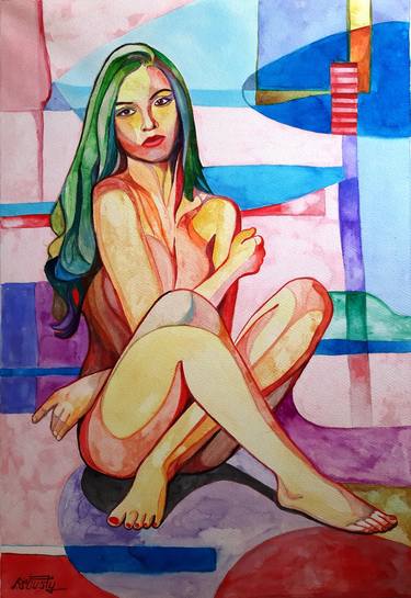 Original Cubism Nude Paintings by Mukarram Sousli