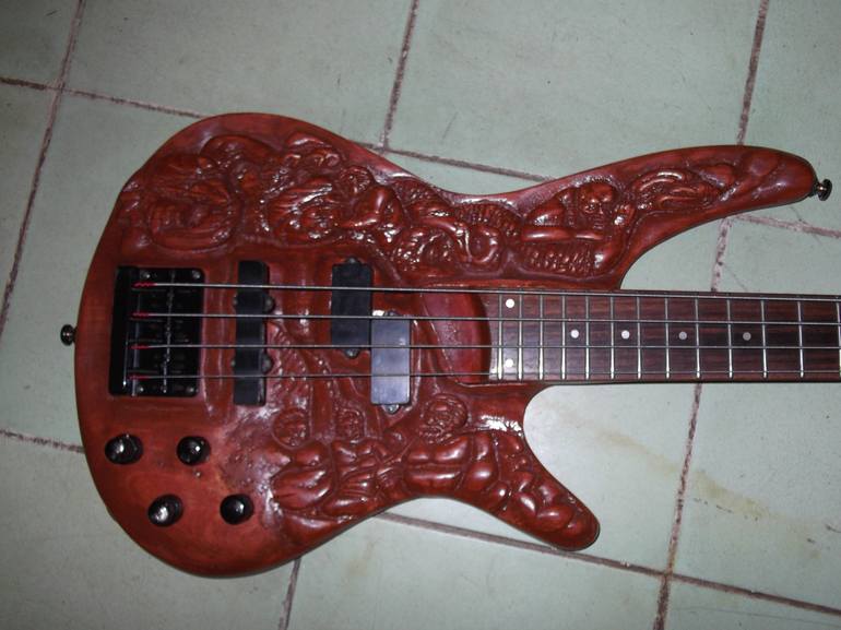 carved bass guitar - Print