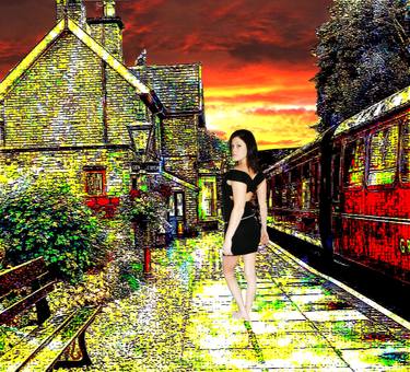 Print of Surrealism Train Mixed Media by kevin laidler