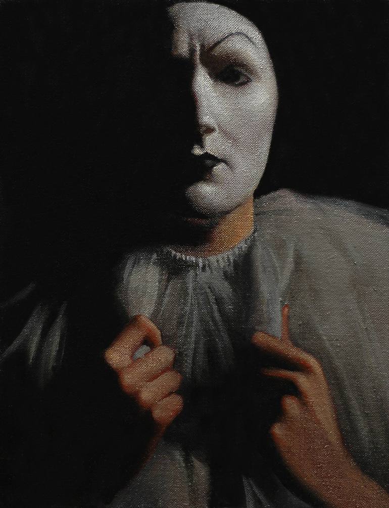 Figure with White Mask Painting by Ray Donley