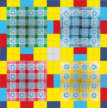 Cars 4x4 Combo Blue, Yellow, Red & Green after Piet Mondrian 2023 thumb
