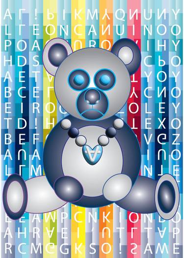 Panic Parody Panda in Prussian Blue and Silver thumb