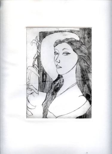 Original Fine Art Women Printmaking by Miguel Lopez Lemus