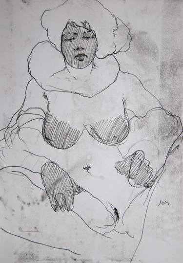Original Impressionism Nude Drawings by Michael Lentz