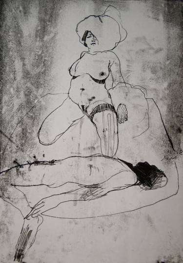 Original Expressionism Nude Drawings by Michael Lentz