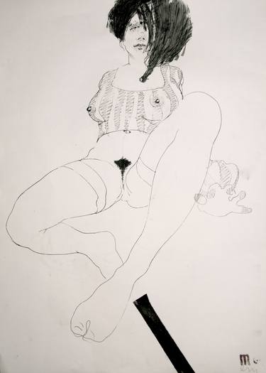 Original Figurative Nude Drawings by Michael Lentz