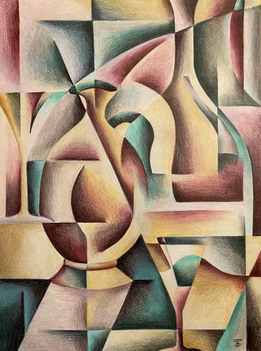 Original Cubism Abstract Drawings by Tiffany Budd