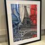 This is large, bold and dynamic coloured pencil drawing of three iconic buildings in Paris, completed in Tiffany's Fractured style, set against the French Tricolour flag.
It is going to make a statement in your room!
It comes framed in a lovely silver and black frame which compliments the drawing.