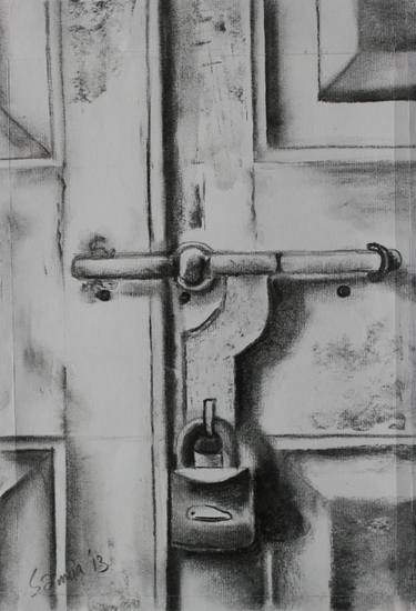 Sketch Of A Locked Door Drawing By Samia Samiullah Saatchi Art