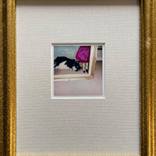 Black Dog with Woman in Purple Skirt by June Kim