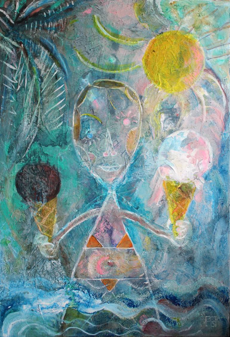 Original Conceptual Beach Painting by Marina Nelson