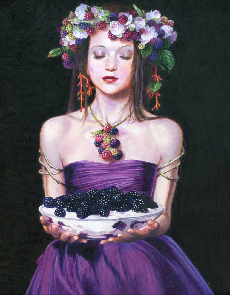 ANNALISA, QUEEN OF BLACKBERRIES Painting by Titti Garelli | Saatchi Art