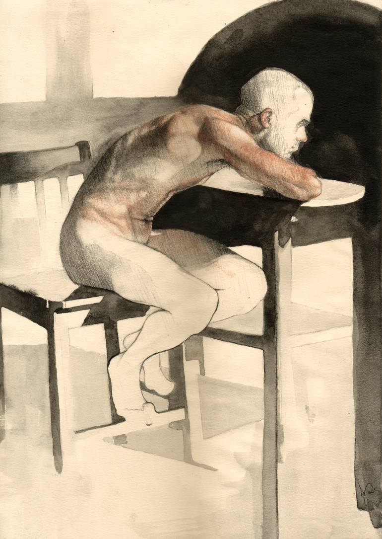 Untitled Male Nude D25 - SOLD Drawing by Jacqueline Gomez | Saatchi Art