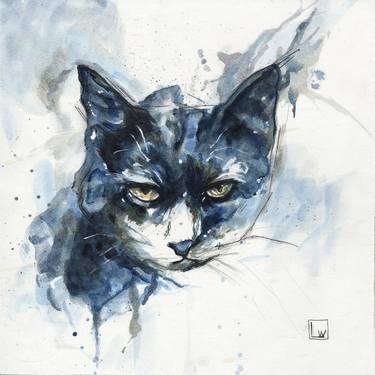 Original Expressionism Cats Paintings by Lawn Walker