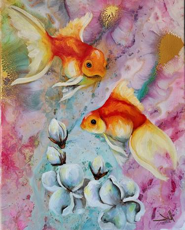 Original Abstract Fish Paintings by jill crowley