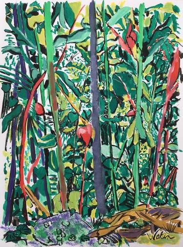 Original Expressionism Garden Painting by Francoise Watin