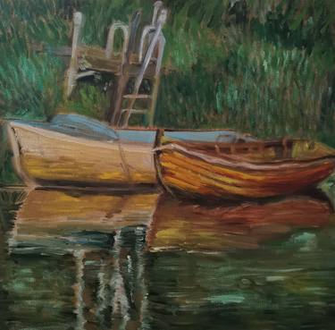 Original Boat Paintings by victoria milner