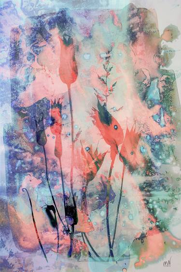 Print of Abstract Floral Digital by Mirja Nuutinen