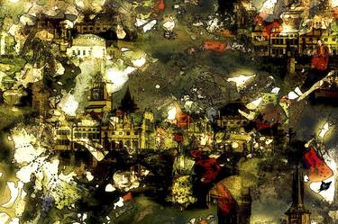 Original Abstract Expressionism Cities Mixed Media by CRIS ACQUA