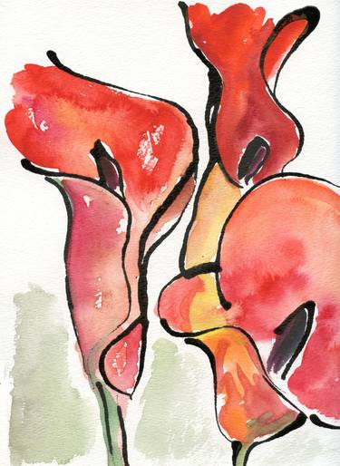 Original Abstract Expressionism Botanic Drawings by Gabriele Maurus