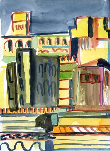 Original Abstract Cities Paintings by Gabriele Maurus