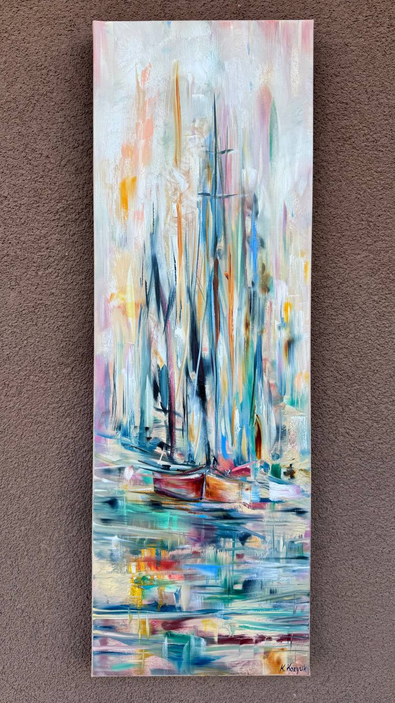 Original Abstract Boat Painting by Khrystyna Kozyuk