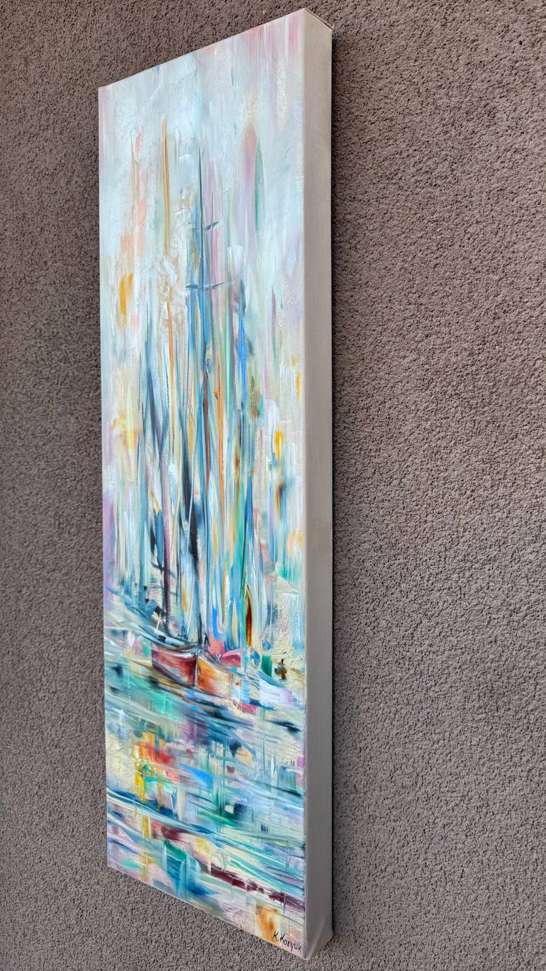 Original Abstract Boat Painting by Khrystyna Kozyuk