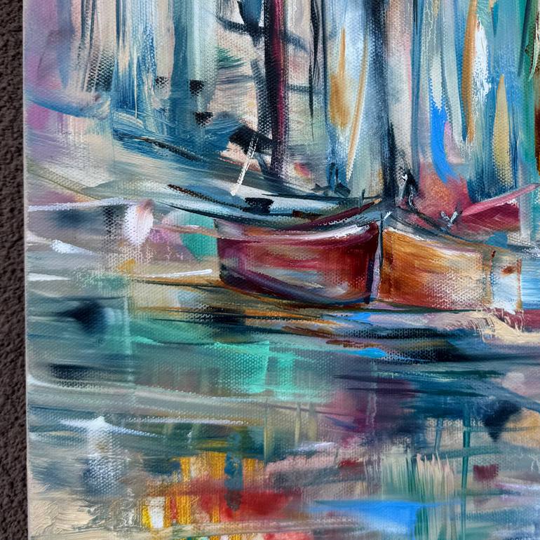 Original Abstract Boat Painting by Khrystyna Kozyuk