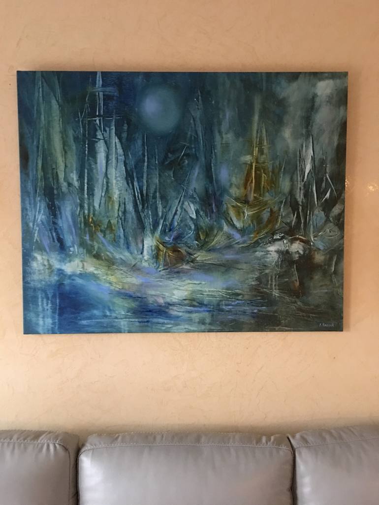 Original Abstract Boat Painting by Khrystyna Kozyuk