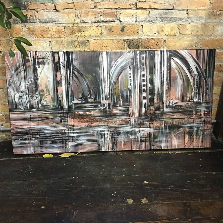 Original Abstract Cities Painting by Khrystyna Kozyuk