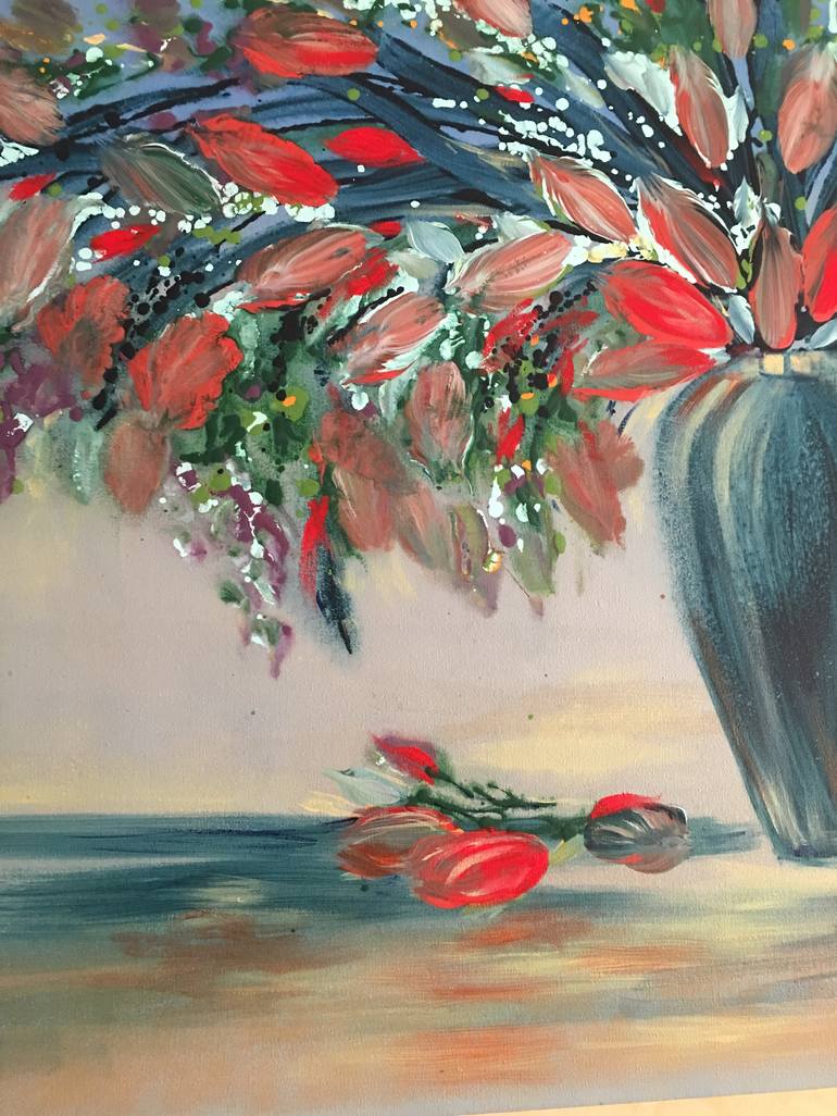 Original Abstract Floral Painting by Khrystyna Kozyuk