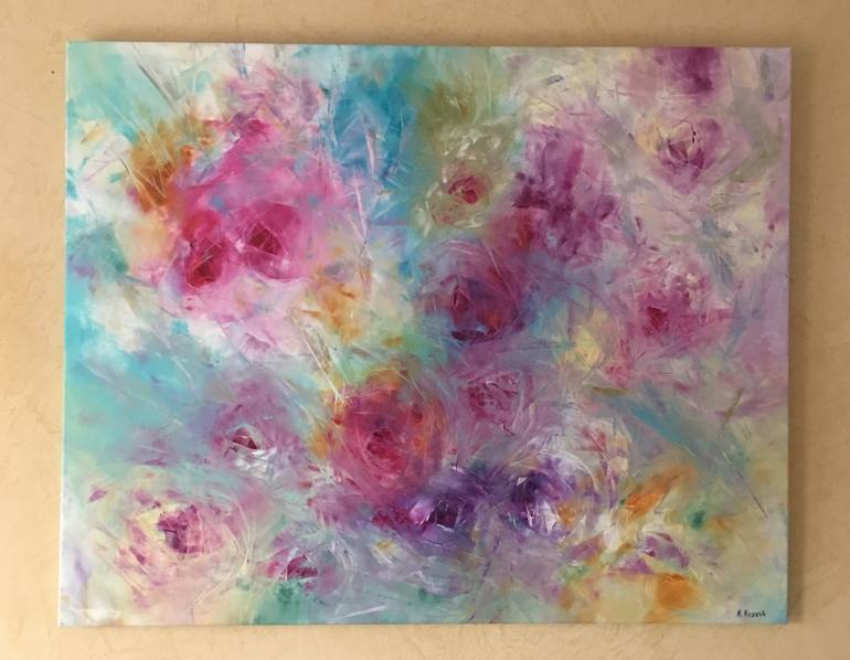 Original Abstract Floral Painting by Khrystyna Kozyuk