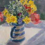 Spring Flowers in a Striped Vase by Lynne Cartlidge RCA