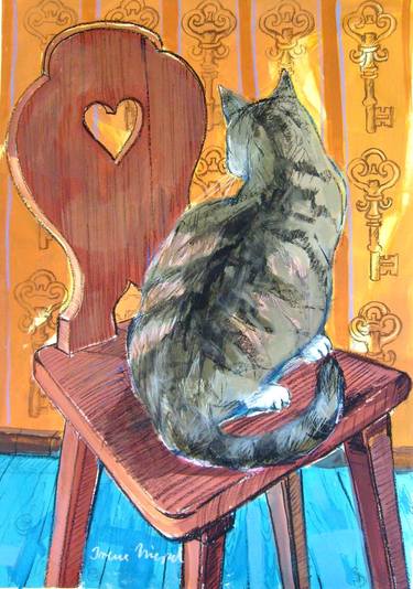 Cat on Bavarian Wooden Chair thumb