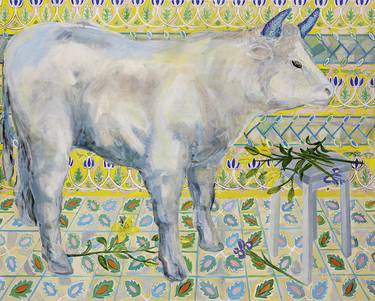 Original Figurative Cows Paintings by Irene Niepel
