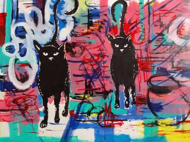 Saatchi Art Artist Soso Kumsiashvili; Paintings, “Black cats” #art