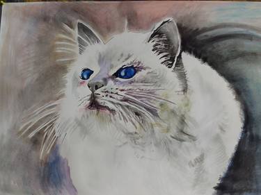 Print of Modern Cats Paintings by Soso Kumsiashvili